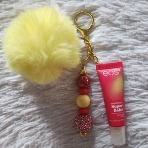 EOS Yellow Fluffy Pom Pom Keychain